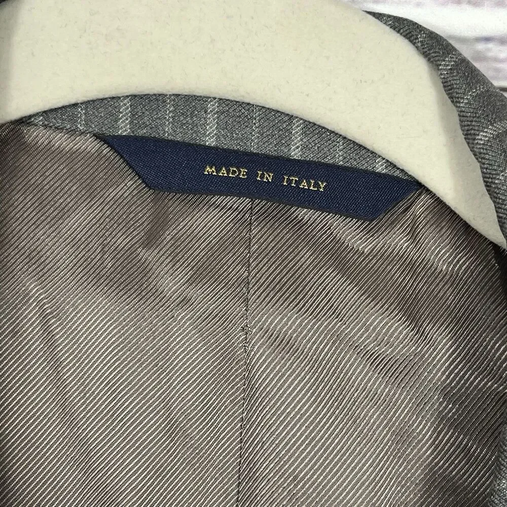 Brooks Brothers 1818 Regent Blazer 42L Vitale Barberis Canonico Italy Wool Gray